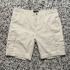 Scottevest Tec Cargo Zip Convertible Shorts Linen Cotton Blend Light Tan Mens 40